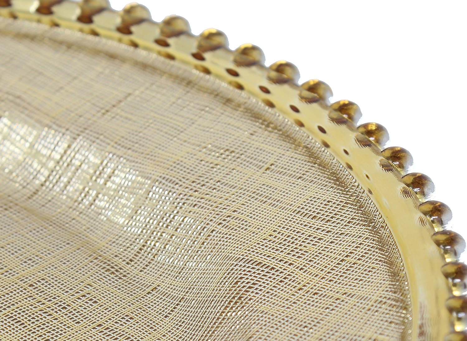 Ms Lovely Cross Stitch Glass Charger Plates 13 Inch Gold Set of 4 | Beaded Rim Elegant Dinner Charger Plates