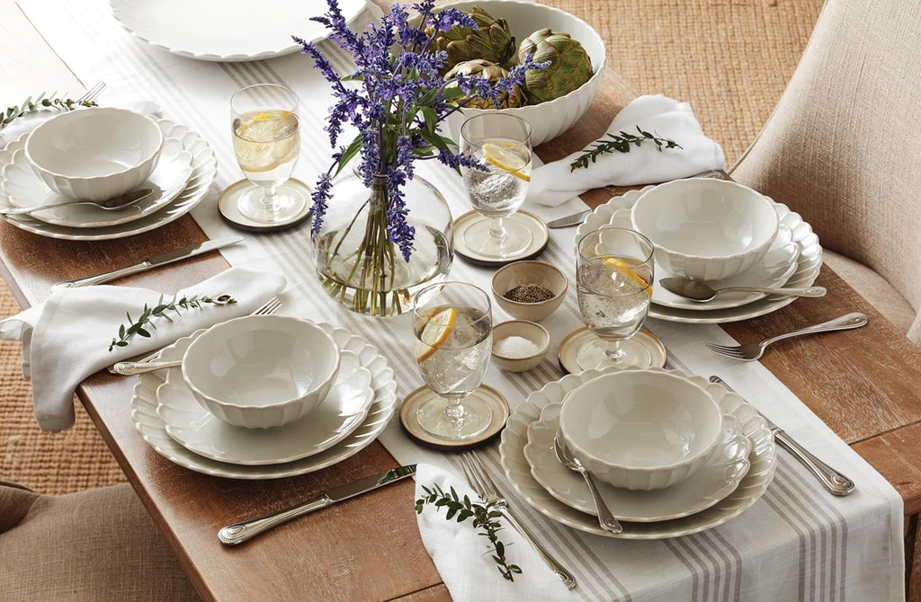 Lenox French Perle Groove Dinnerware Set (24-Piece) | Elegant Service for 8 Tableware Collection