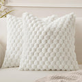 MIULEE Winter White Faux Fur Throw Pillow Covers (Set of 2) | 20×20 Cozy Plush Decorative Cushion Cases
