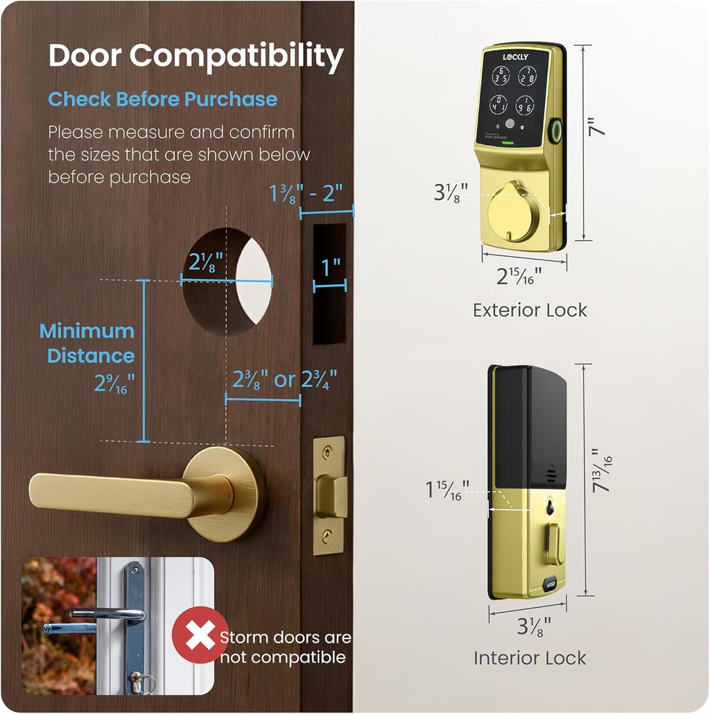 Lockly Secure Pro Wi-Fi Smart Lock | Biometric Fingerprint Keyless Entry Deadbolt with PIN Genie®