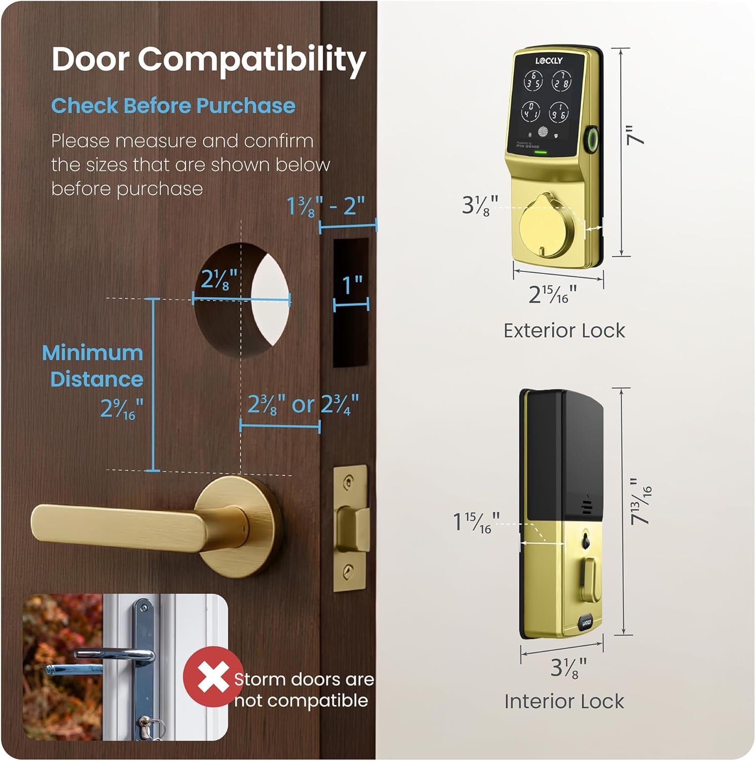 Lockly Secure Pro Wi-Fi Smart Lock | Biometric Fingerprint Keyless Entry Deadbolt with PIN Genie®