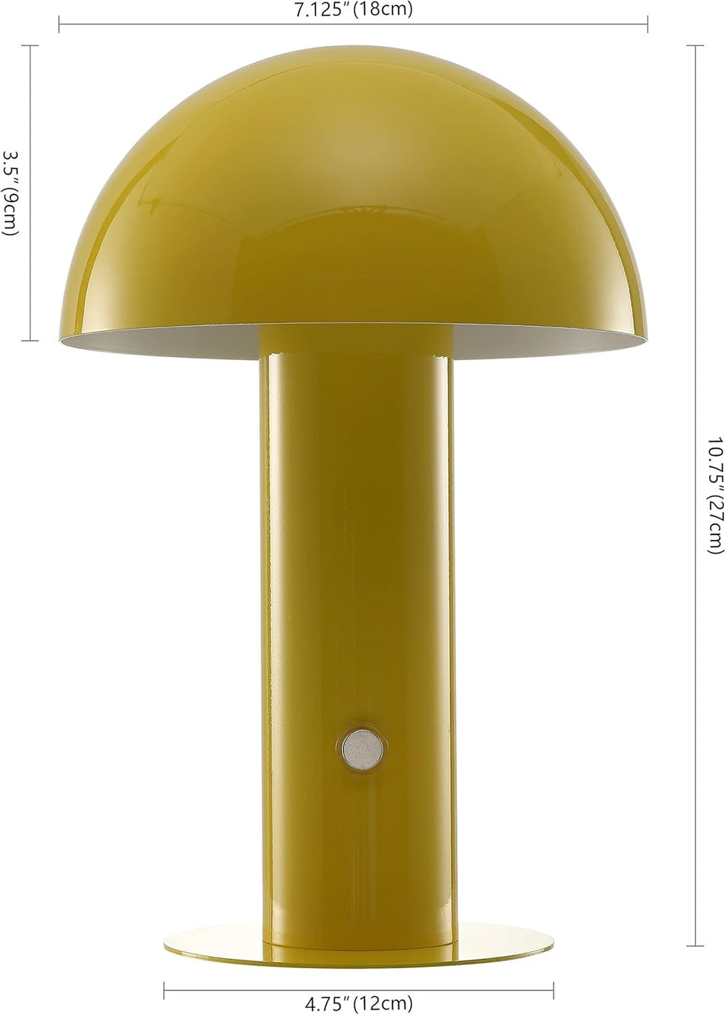 JONATHAN Y Rechargeable Mushroom Table Lamp | Cordless Yellow LED Modern Desk Lamp – 10.75"