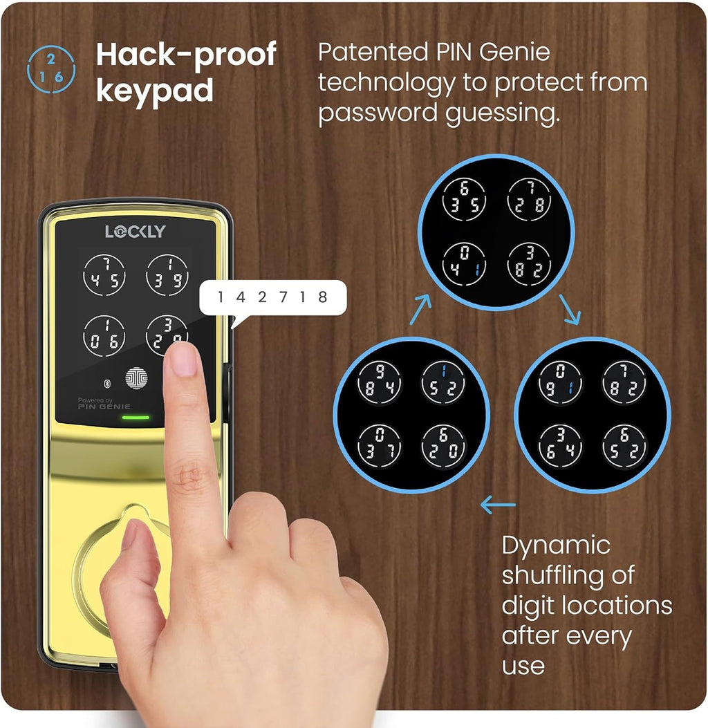 Lockly Secure Pro Wi-Fi Smart Lock | Biometric Fingerprint Keyless Entry Deadbolt with PIN Genie®