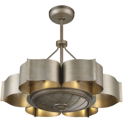 Stockholm Fan DLier 12 Inch Silver Patina Ceiling Fan Chandelier Savoy House Silver Blades Luxury Fandelier