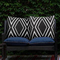 Adabana Outdoor Boho Geometric Pillow Covers 18” x 18” | Waterproof Black & White Patio Throw Covers (Set of 2)