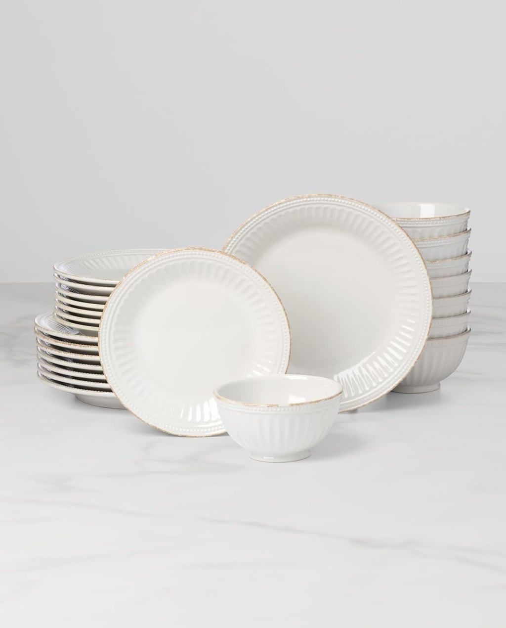 Lenox French Perle Groove Dinnerware Set (24-Piece) | Elegant Service for 8 Tableware Collection