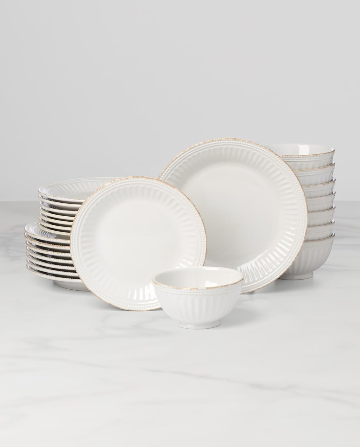 Lenox French Perle Groove Dinnerware Set (24-Piece) | Elegant Service for 8 Tableware Collection