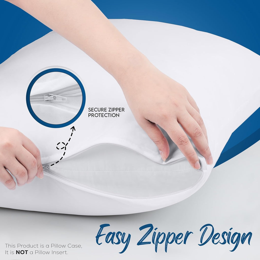 Utopia Bedding Waterproof Pillow Protectors (Queen, Set of 4) | Zippered, Hotel-Grade Encasements