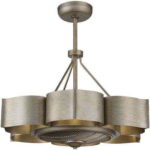 Stockholm Fan DLier 12 Inch Silver Patina Ceiling Fan Chandelier Savoy House Silver Blades Luxury Fandelier