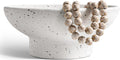 LE TAUCI 10” Ceramic Decorative Pedestal Bowl | Speckled White Modern Farmhouse Entryway & Kitchen Centerpiece