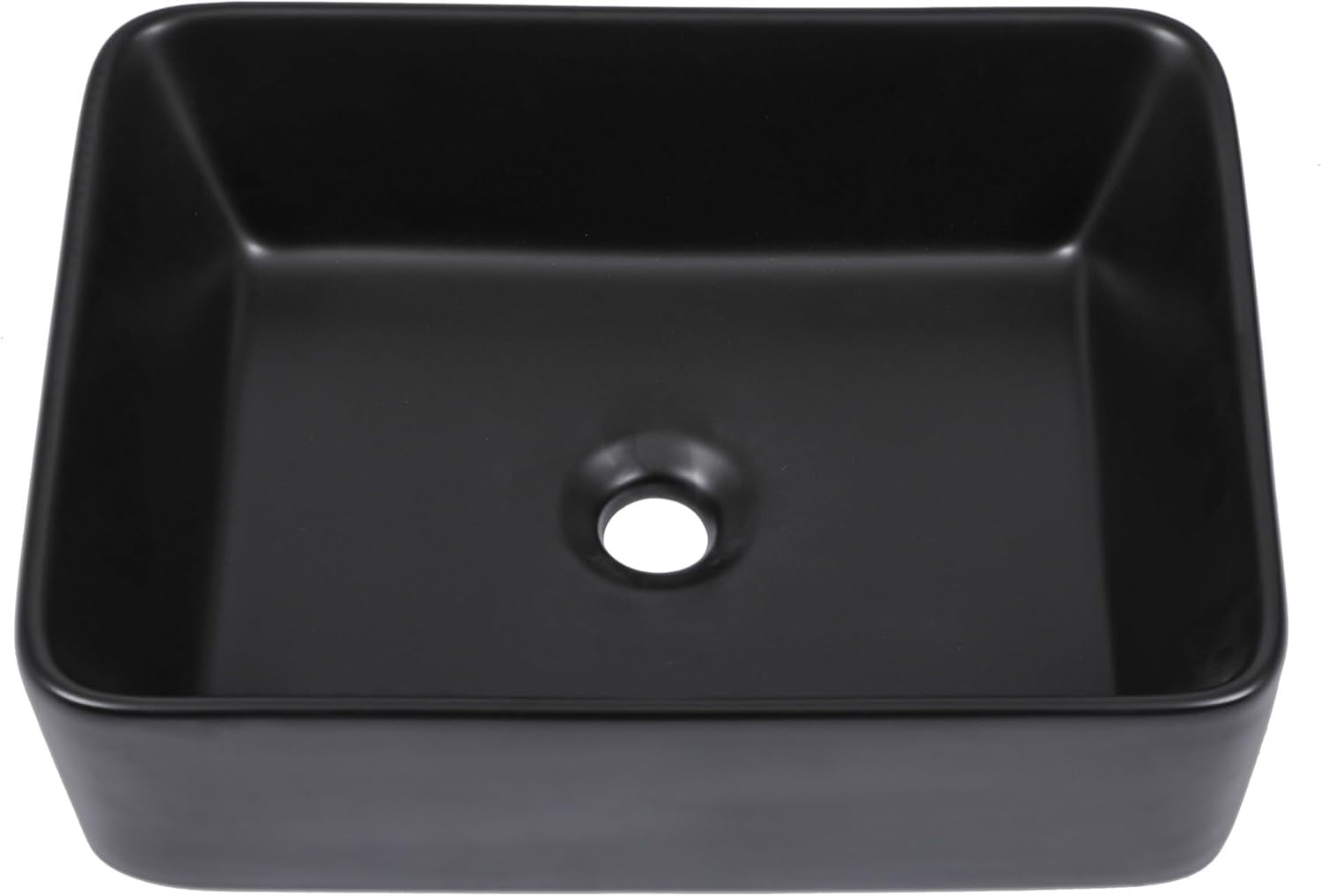 Sarlai 19” x 15” Black Rectangular Vessel Sink | Modern Above Counter Porcelain Ceramic Vanity Basin
