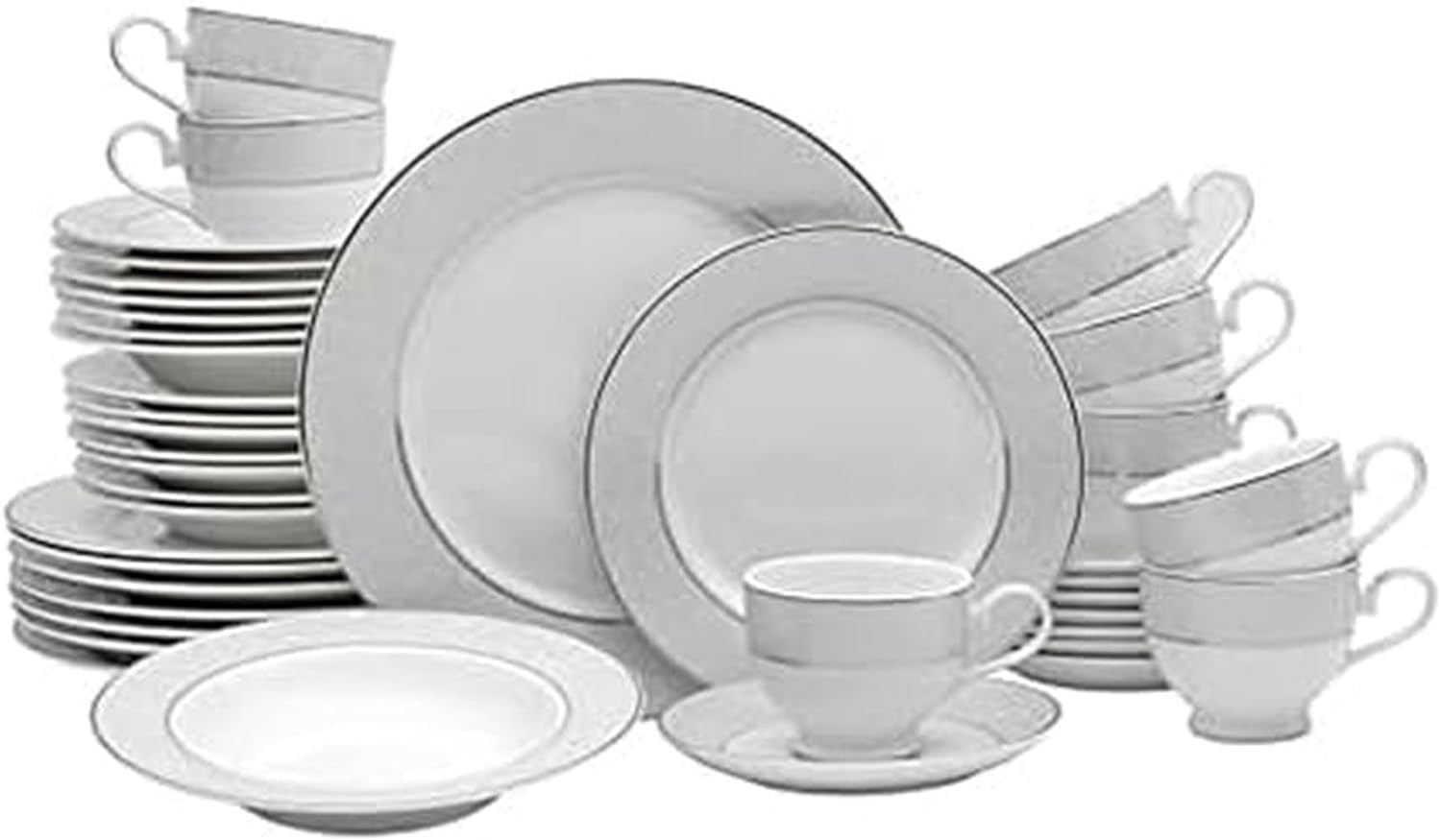 Mikasa Parchment 40-Piece Dinnerware Set | Service for 8 Contemporary Porcelain Plates, Bowls & Mugs