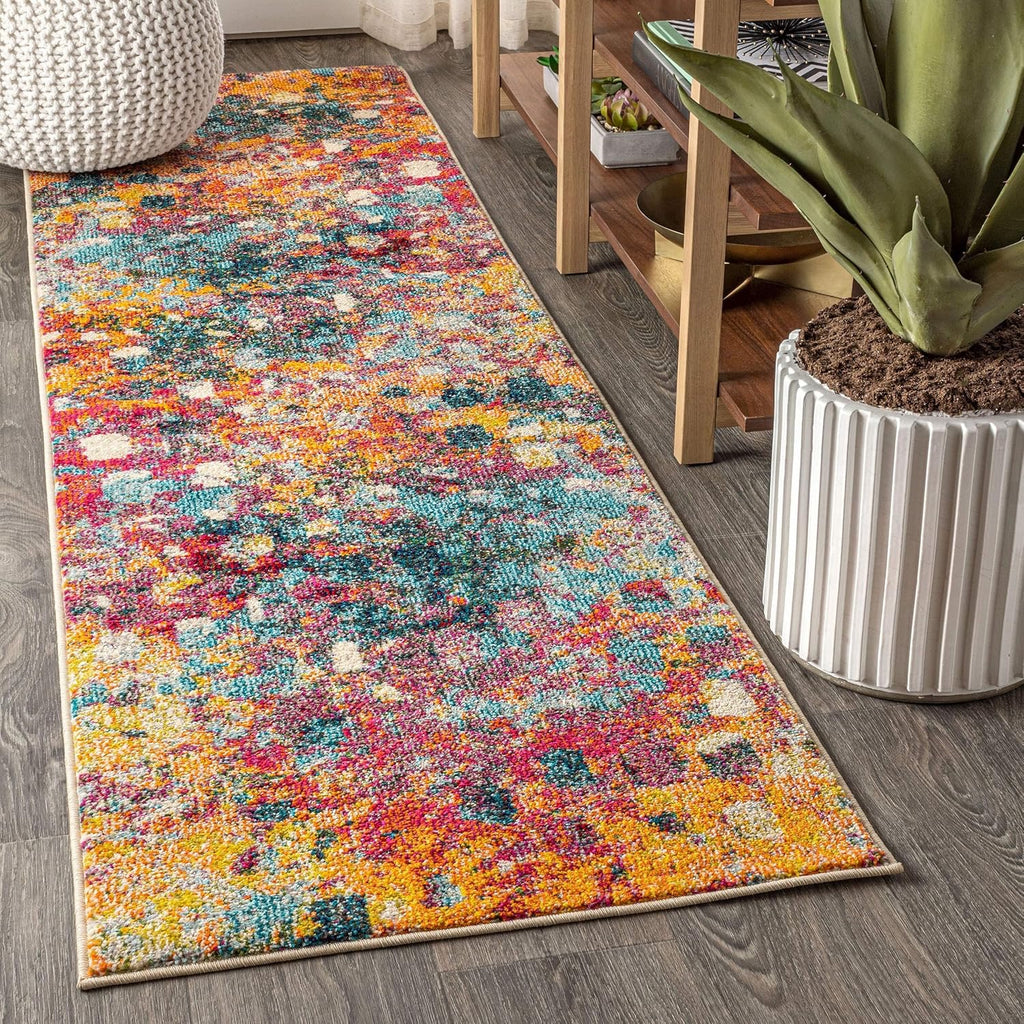 JONATHAN Y Contemporary POP Abstract Runner Rug 2x8 | Multi/Yellow Modern Easy-Clean Non-Shedding Rug (Pet-Friendly High-Traffic Area Rug)