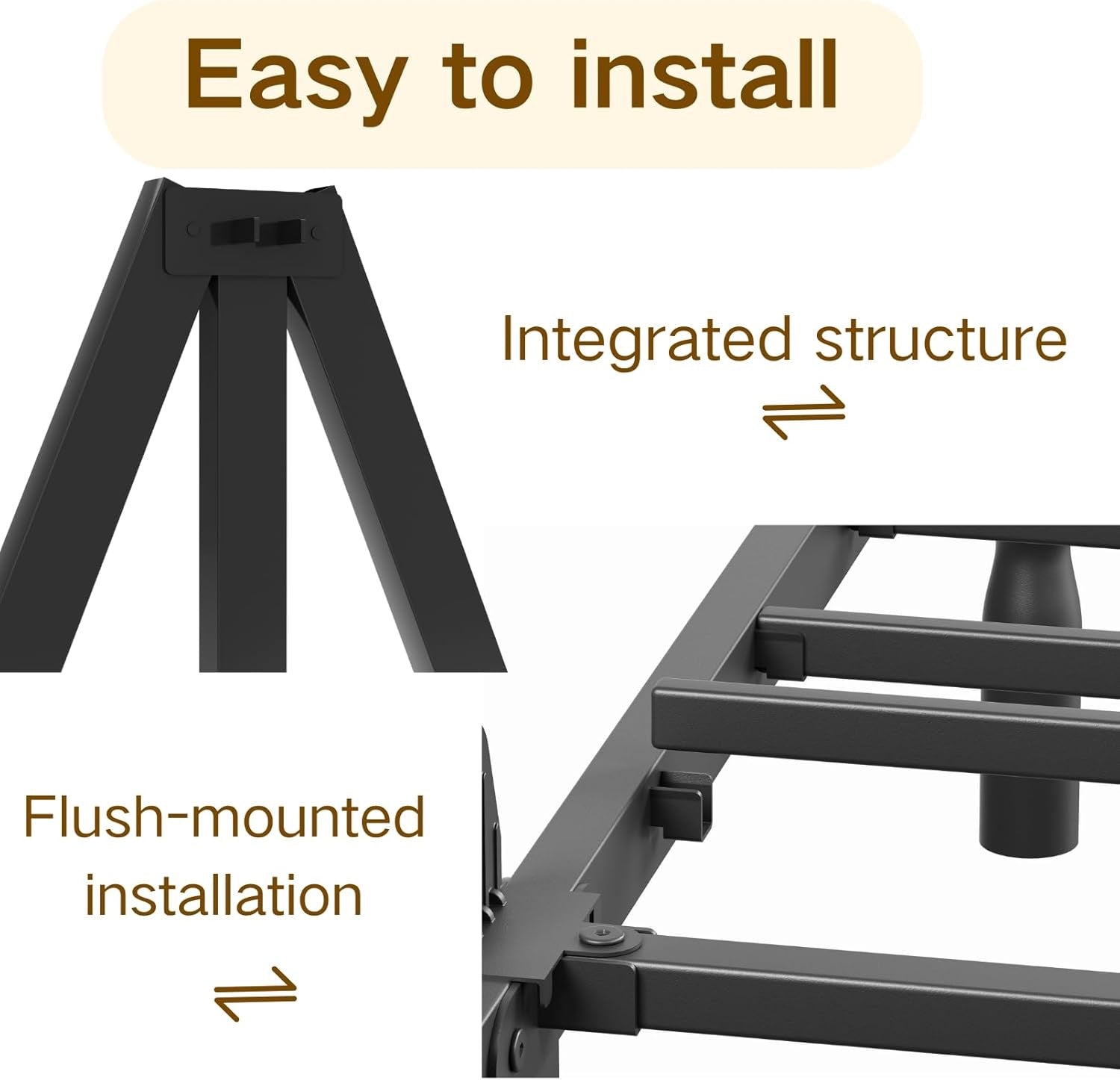 COMASACH Heavy Duty King Platform Bed Frame | Metal Frame with Storage & Mattress Stopper – Black