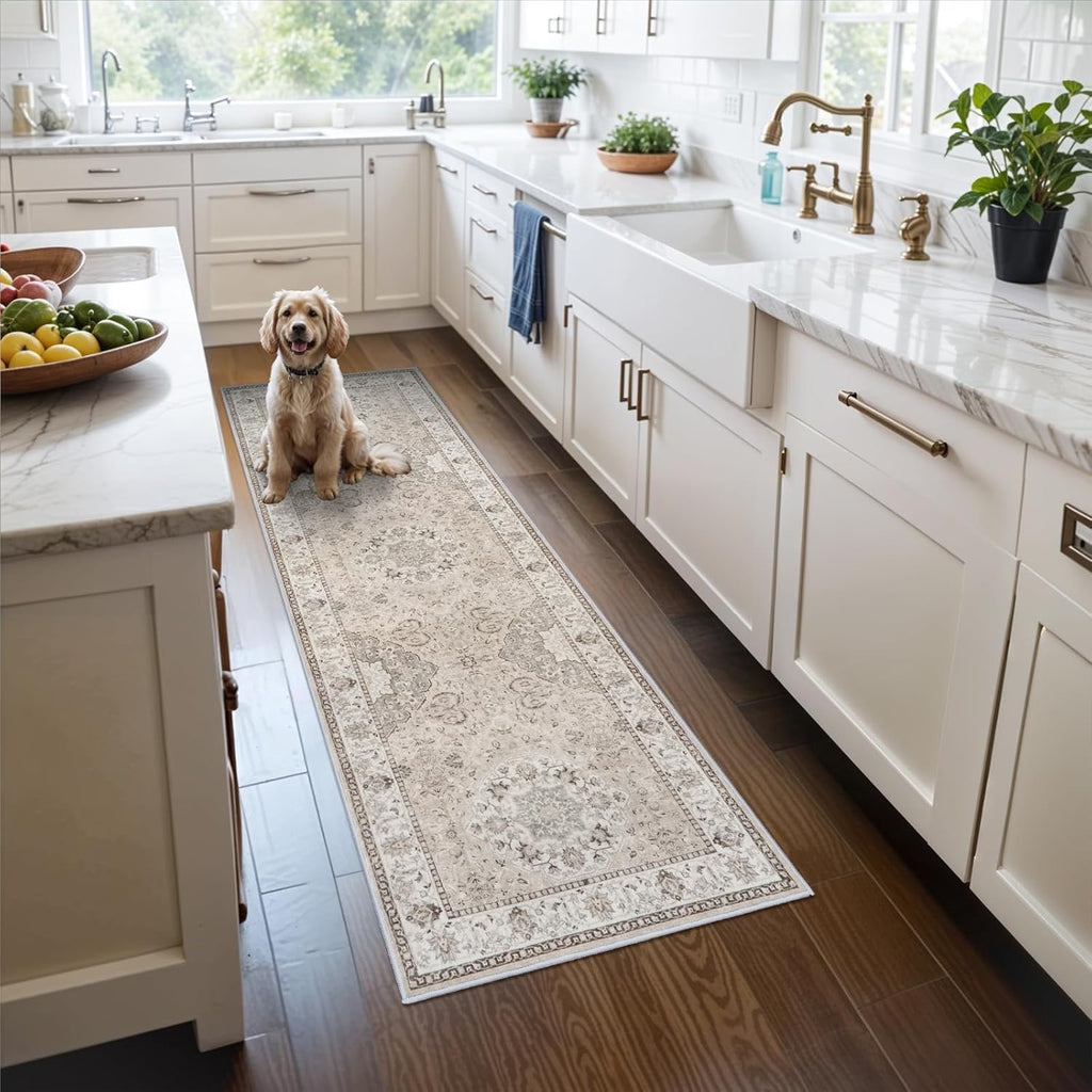 Vintage Washable Hallway Runner Rug (2×6) | Non-Slip, Stain-Resistant Floor Mat