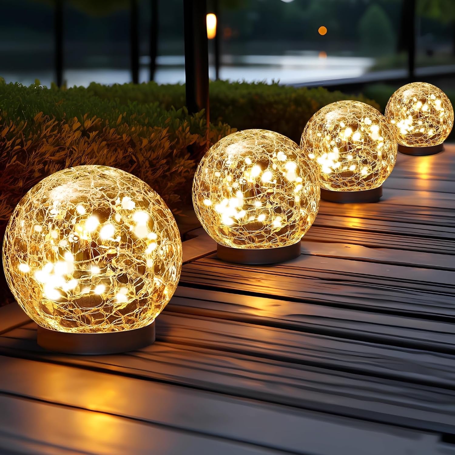 Solar Globe Lights Outdoor Waterproof | Cracked Glass Ball Solar Orbs for Garden, Patio & Lawn Decor