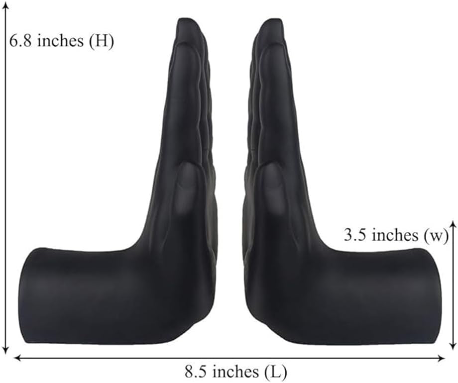 Praying Hands Decorative Bookends | Modern Black Resin Book Ends for Shelves – 8.5"