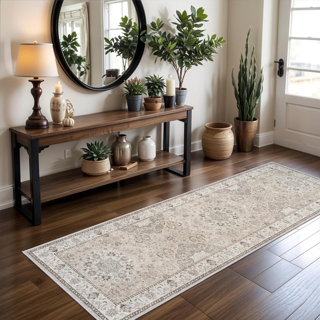 Vintage Washable Hallway Runner Rug (2×6) | Non-Slip, Stain-Resistant Floor Mat