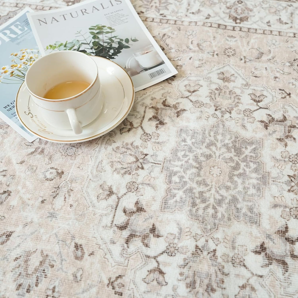 Vintage Washable Hallway Runner Rug (2×6) | Non-Slip, Stain-Resistant Floor Mat