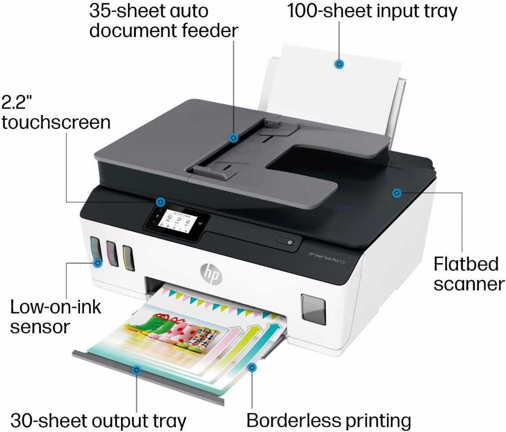 HP Smart Tank Plus 651 Wireless All-in-One Printer | Ink Tank, Mobile Print, Scan, Copy & Fax