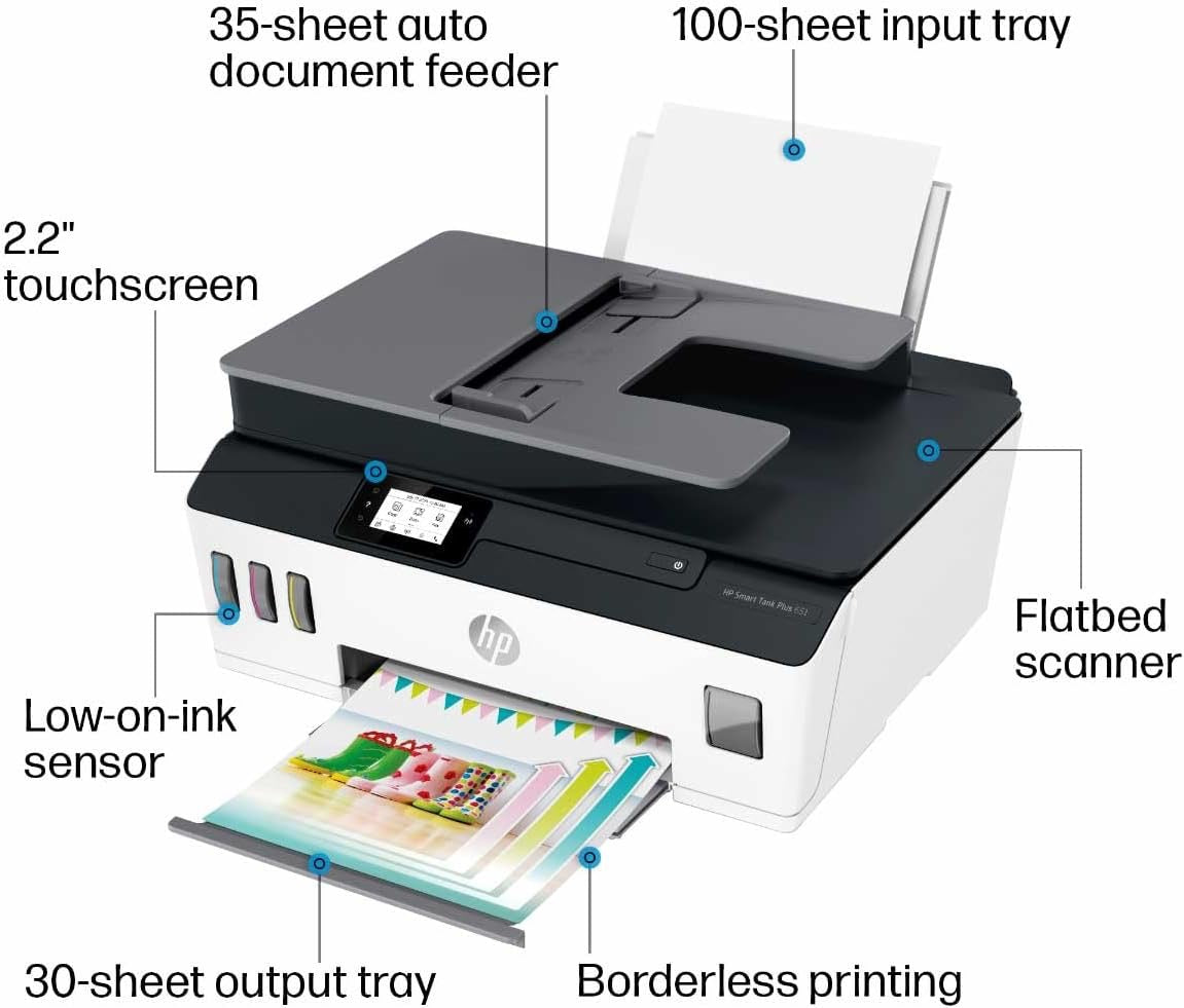HP Smart Tank Plus 651 Wireless All-in-One Printer | Ink Tank, Mobile Print, Scan, Copy & Fax