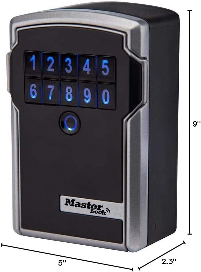 Master Lock Digital Lock Box with Bluetooth | Electronic Wall Mount Key Safe with App & Shareable Codes 5441EC
