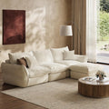 Ivory White L Shaped Sectional Sofa 106 Inch | Down Blend Cloud Couch with Deep Seats