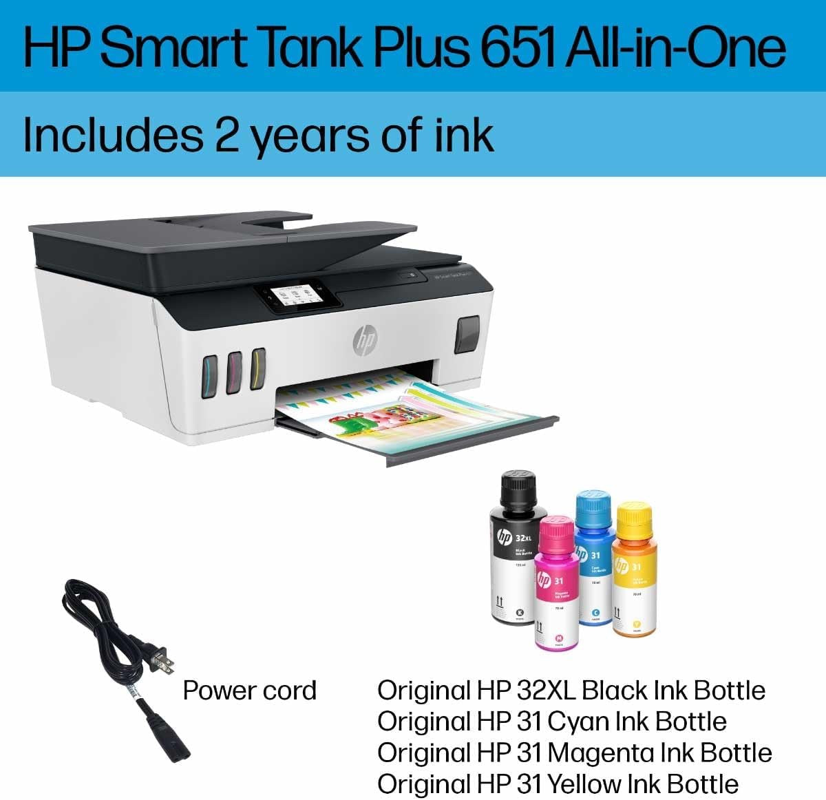 HP Smart Tank Plus 651 Wireless All-in-One Printer | Ink Tank, Mobile Print, Scan, Copy & Fax