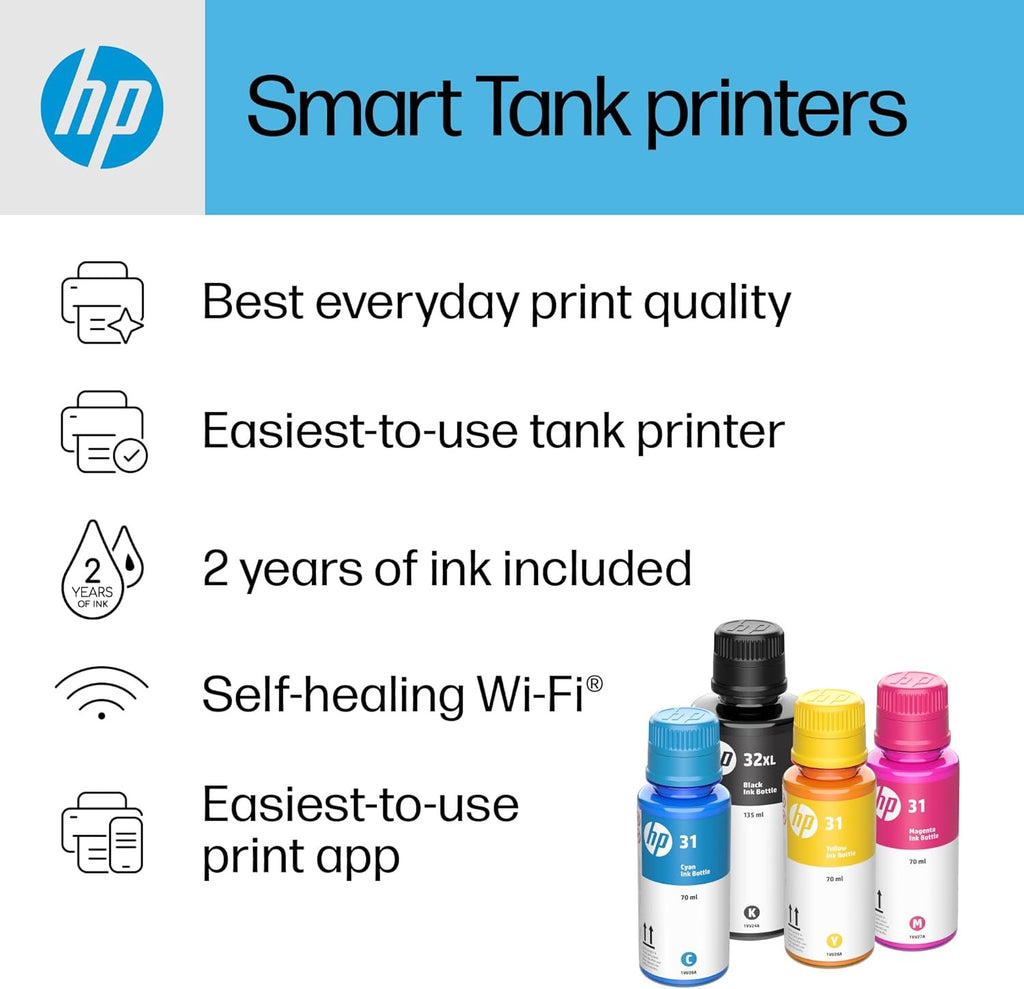 HP Smart Tank Plus 651 Wireless All-in-One Printer | Ink Tank, Mobile Print, Scan, Copy & Fax