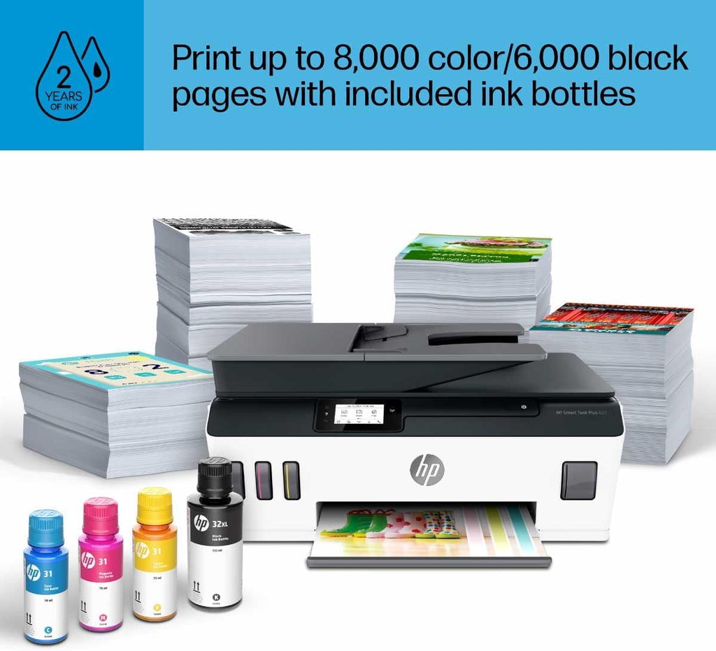 HP Smart Tank Plus 651 Wireless All-in-One Printer | Ink Tank, Mobile Print, Scan, Copy & Fax