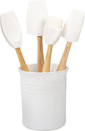 Le Creuset Silicone Craft Series Utensil Set 5 Piece White Stoneware Crock Nonstick Safe Heat Resistant