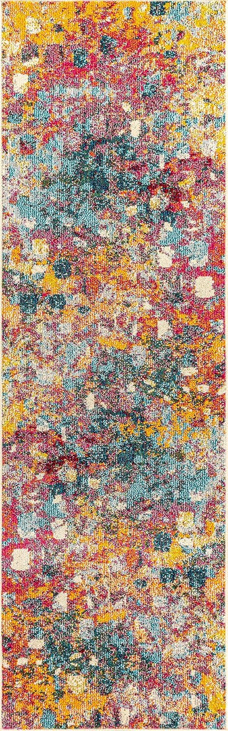 JONATHAN Y Contemporary POP Abstract Runner Rug 2x8 | Multi/Yellow Modern Easy-Clean Non-Shedding Rug (Pet-Friendly High-Traffic Area Rug)