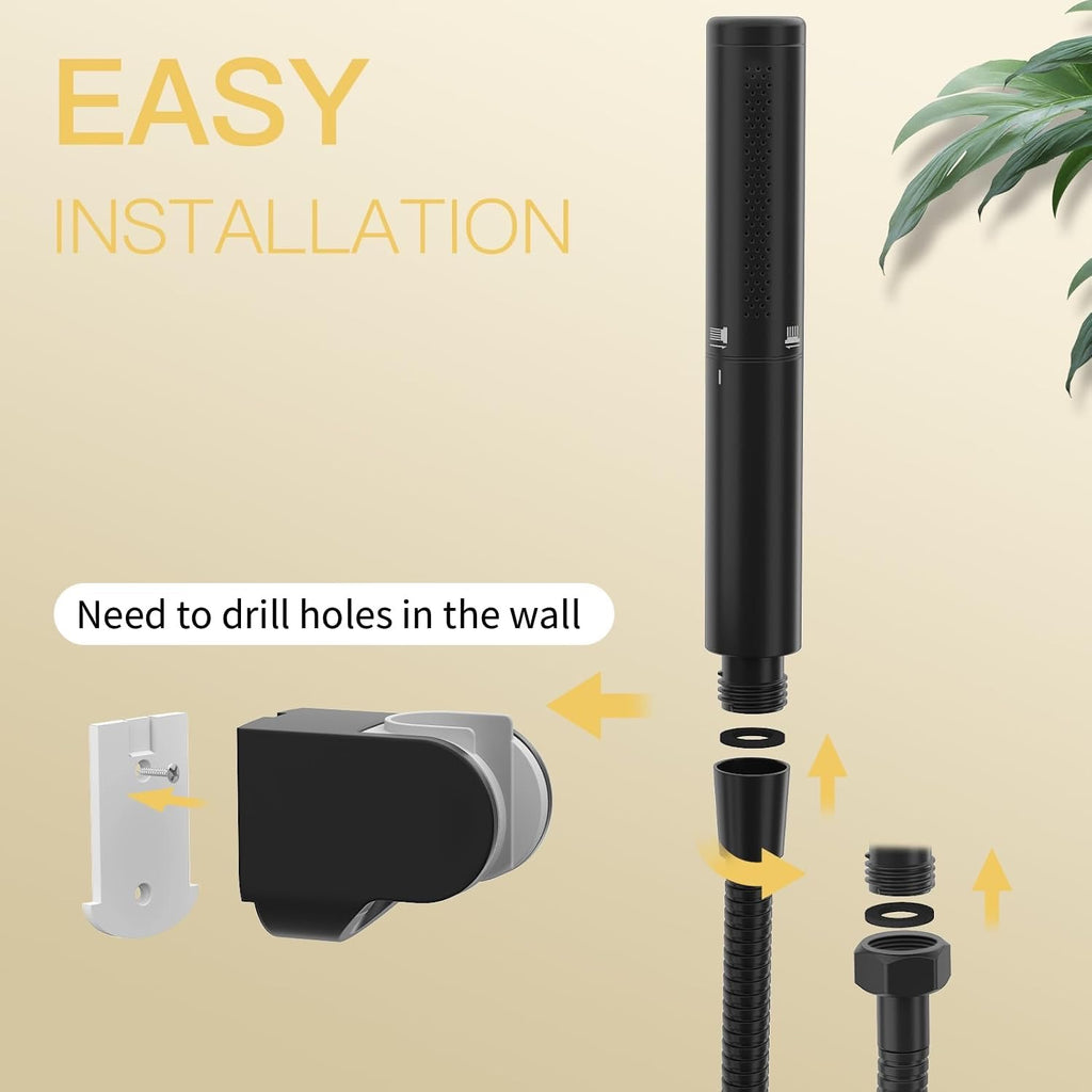 BESy 2-in-1 High-Pressure Handheld Shower Head Set | 7” Chrome Shower Head with 59” Hose & Bracket