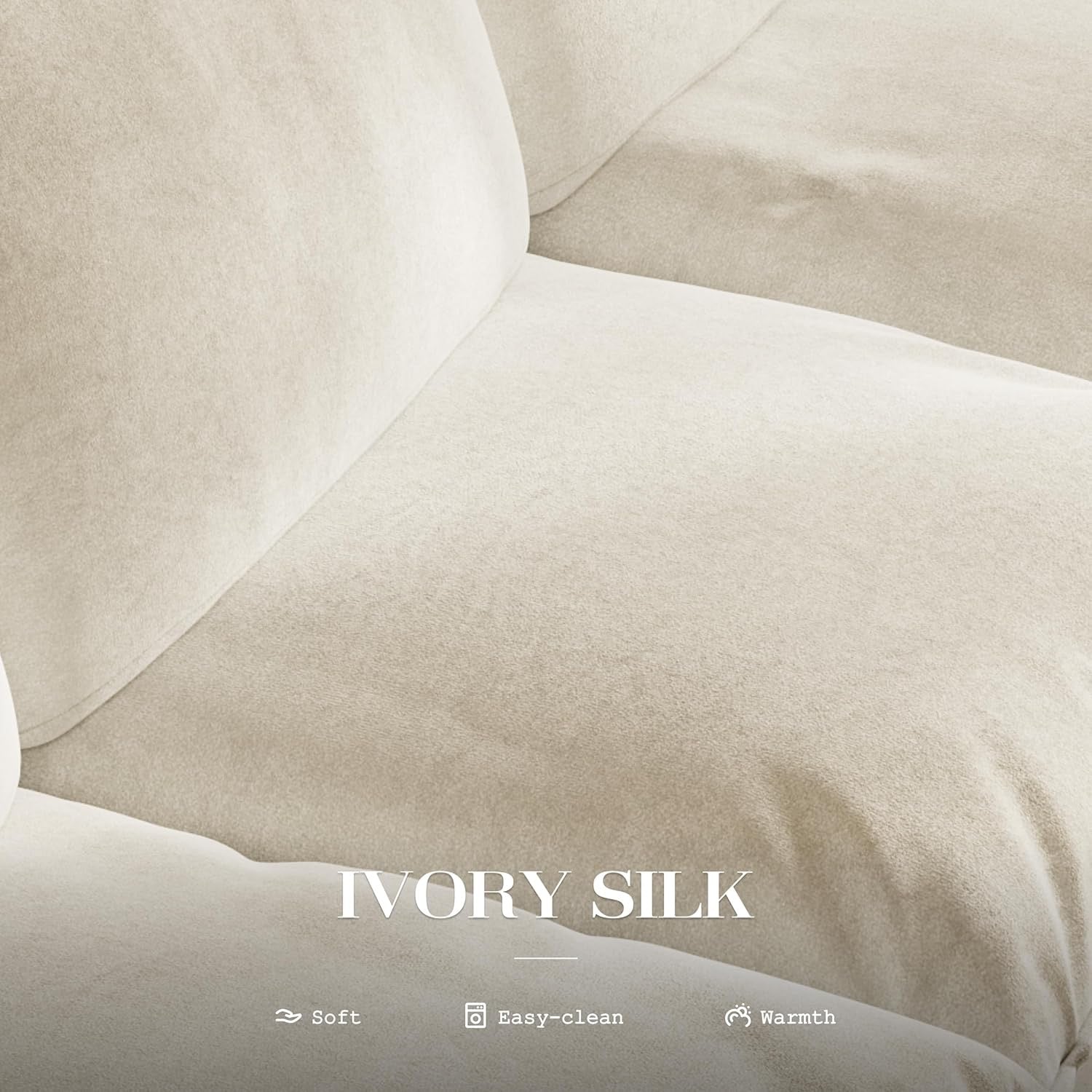 Ivory White L Shaped Sectional Sofa 106 Inch | Down Blend Cloud Couch with Deep Seats