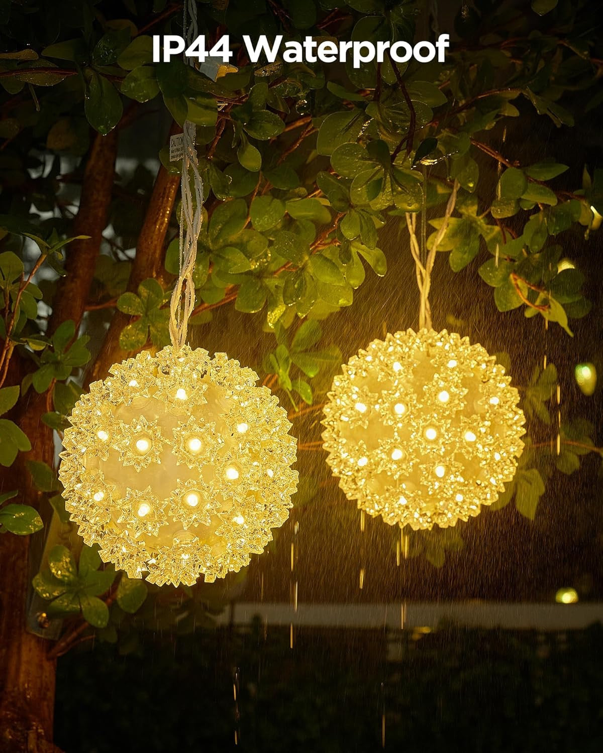 Brightown Outdoor Christmas Decorations — Starlight Sphere Balls (Set of 3, Warm White LED)