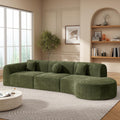 Merax 140" Curved Sectional Sofa 7-Seat | Modern Cloud Couch with Chaise Lounge Green Fully Assembled