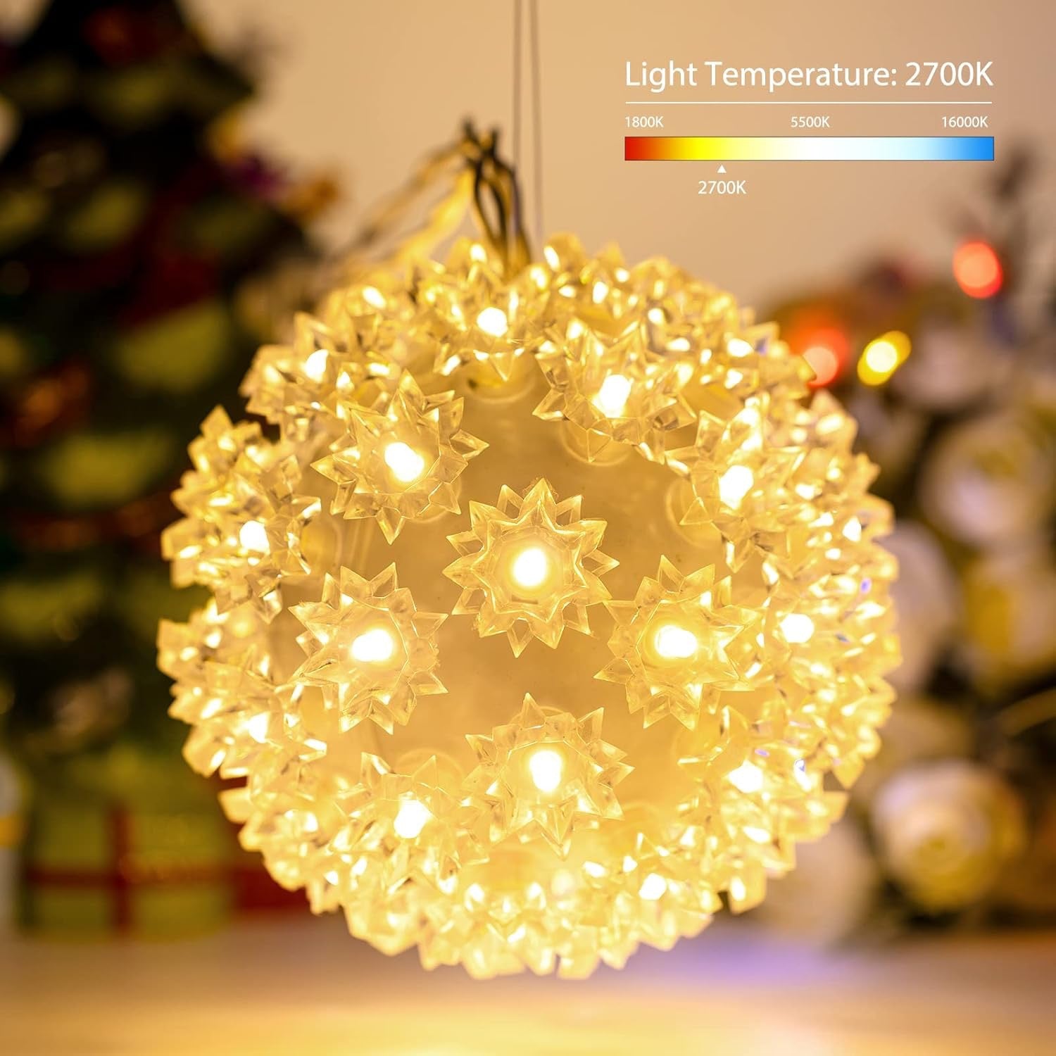 Brightown Outdoor Christmas Decorations — Starlight Sphere Balls (Set of 3, Warm White LED)