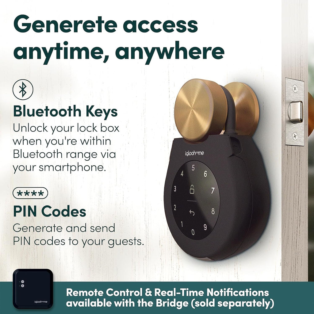 igloohome Keybox 3 Smart Lock Box | Bluetooth Key Safe with Airbnb Sync & Remote PIN Access