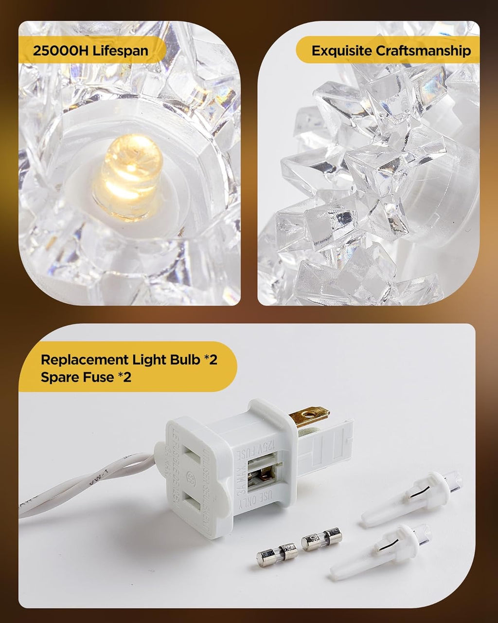 Brightown Outdoor Christmas Decorations — Starlight Sphere Balls (Set of 3, Warm White LED)