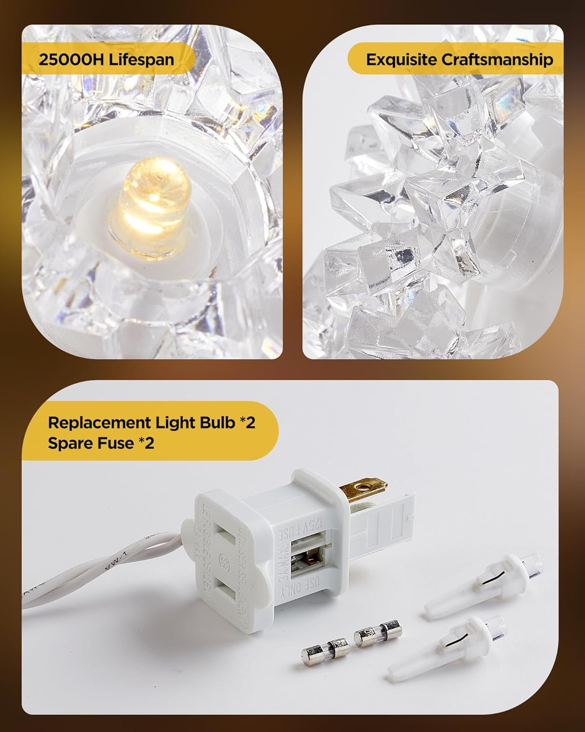 Brightown Outdoor Christmas Decorations — Starlight Sphere Balls (Set of 3, Warm White LED)