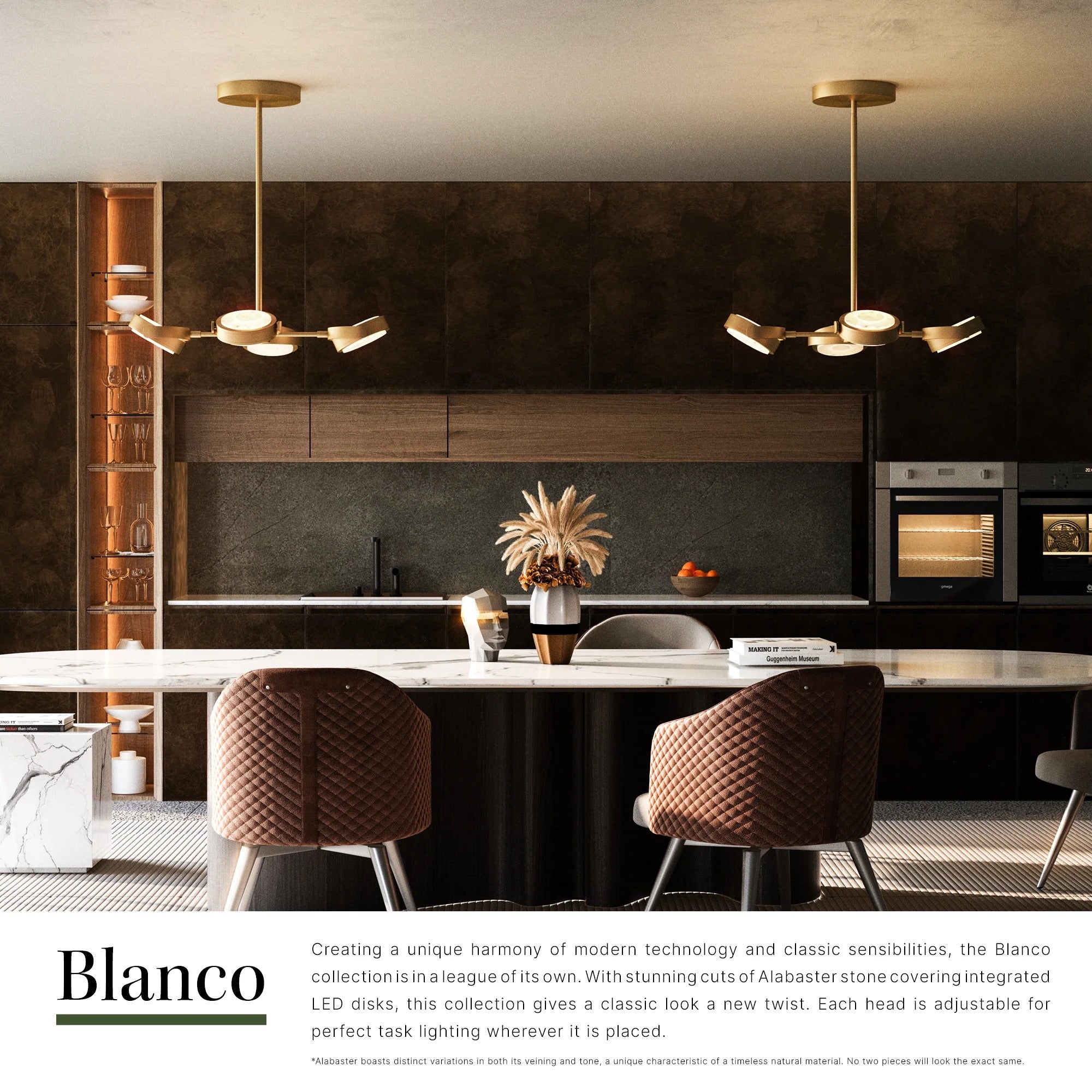 Alora Blanco Pendant Light LED Alabaster Modern Sculptural Pendant PD325428UBAR Adjustable Designer Lighting