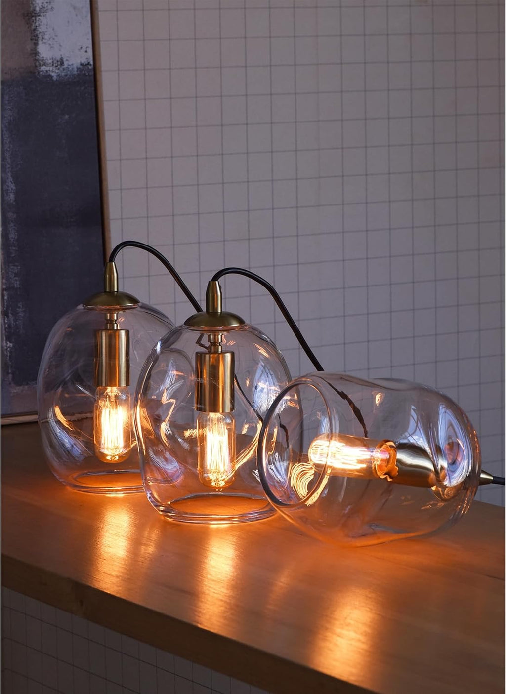 CASAMOTION Glass Globe Pendant Lights (Set of 2) | Modern Brass Kitchen Island Lighting