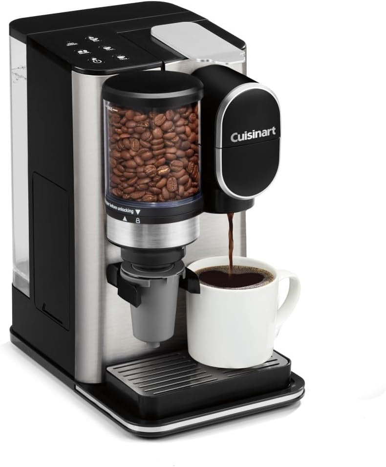 Cuisinart Single-Serve Coffee Maker + Built-In Grinder | Stainless Steel, Pod Compatible