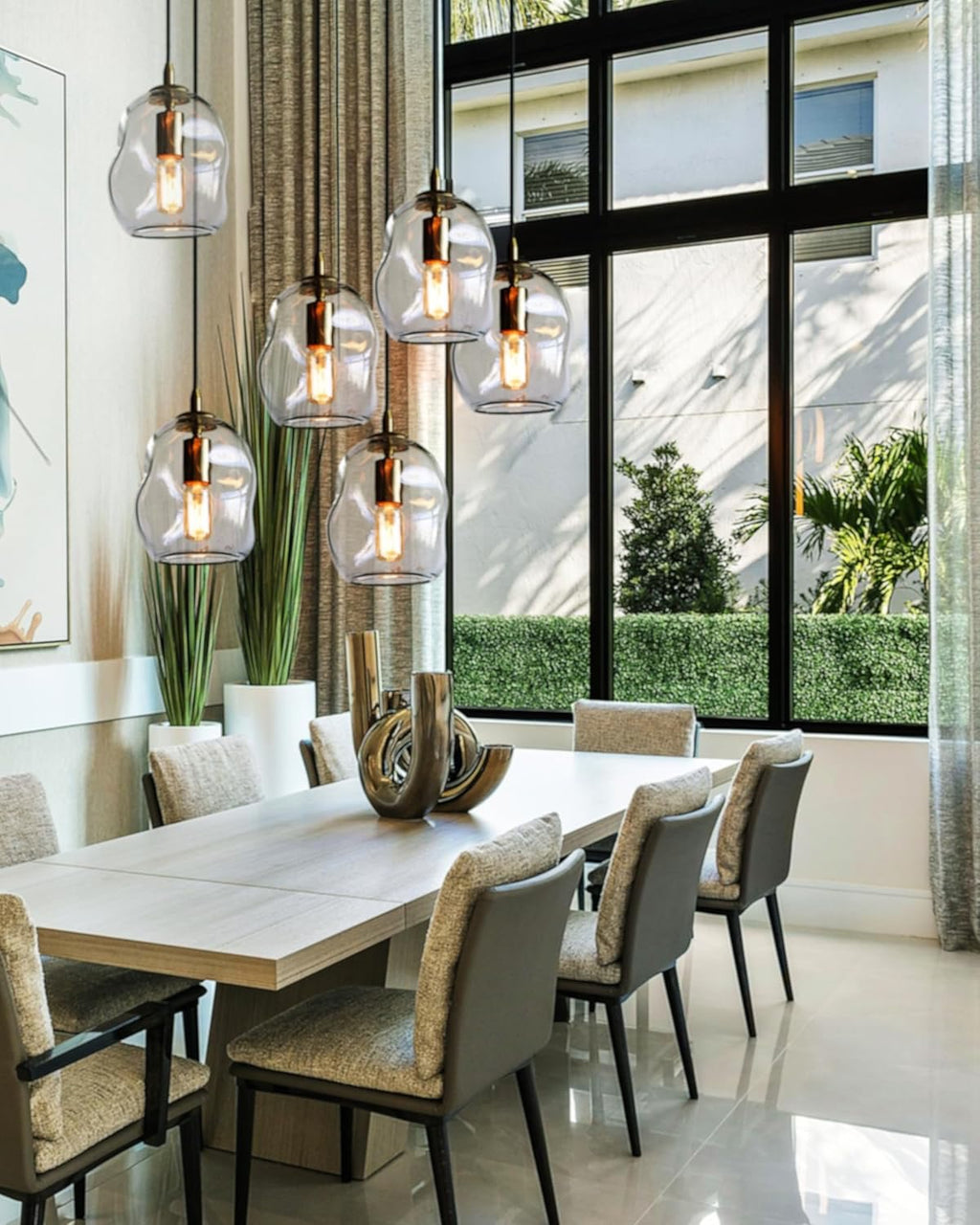 CASAMOTION Glass Globe Pendant Lights (Set of 2) | Modern Brass Kitchen Island Lighting