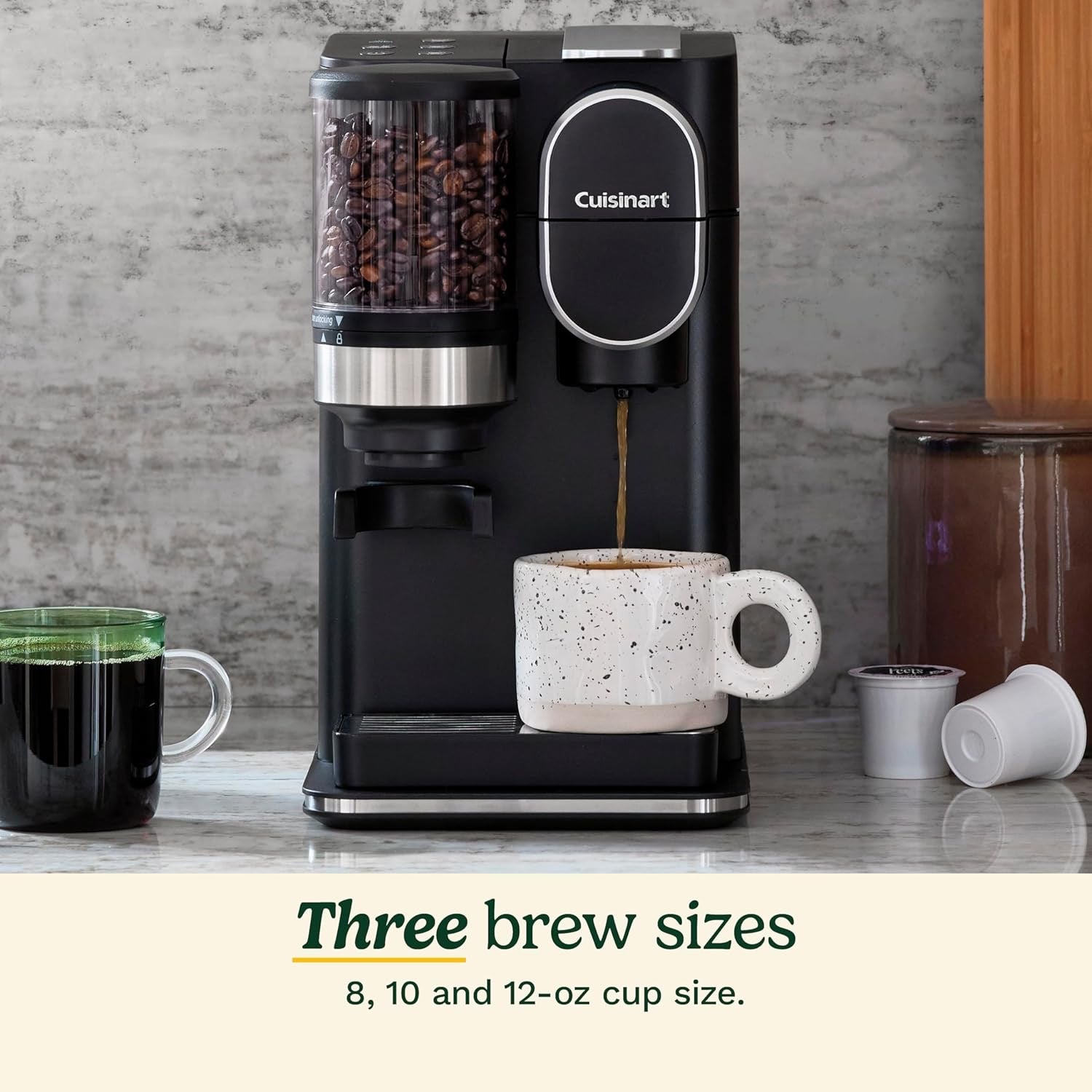 Cuisinart Single-Serve Coffee Maker + Built-In Grinder | Stainless Steel, Pod Compatible