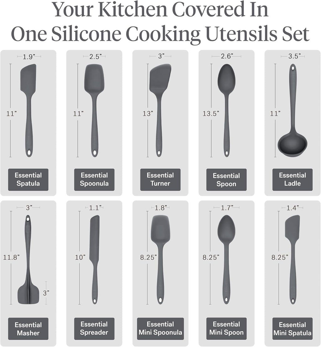 GIR Get It Right 10 Piece Silicone Utensil Set Charcoal Non Toxic Heat Resistant Nonstick Safe Kitchen Tools