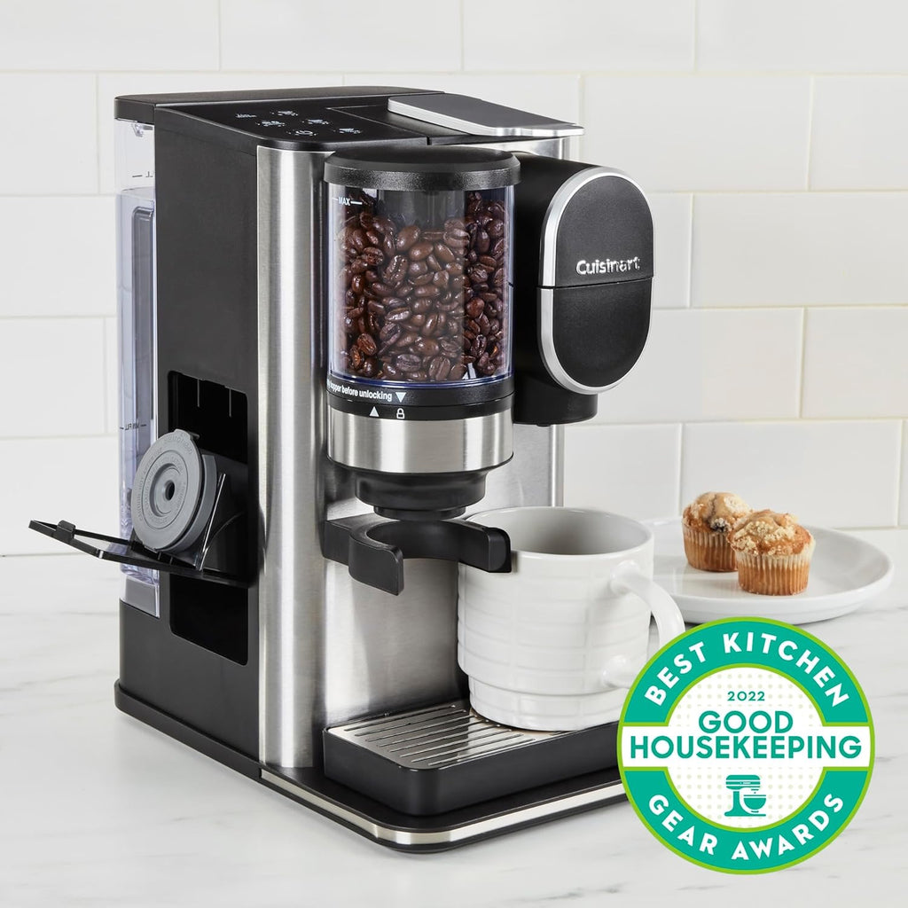 Cuisinart Single-Serve Coffee Maker + Built-In Grinder | Stainless Steel, Pod Compatible