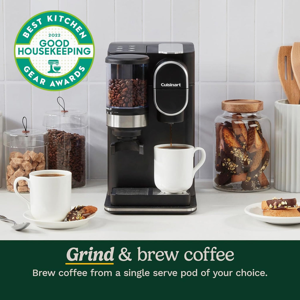 Cuisinart Single-Serve Coffee Maker + Built-In Grinder | Stainless Steel, Pod Compatible