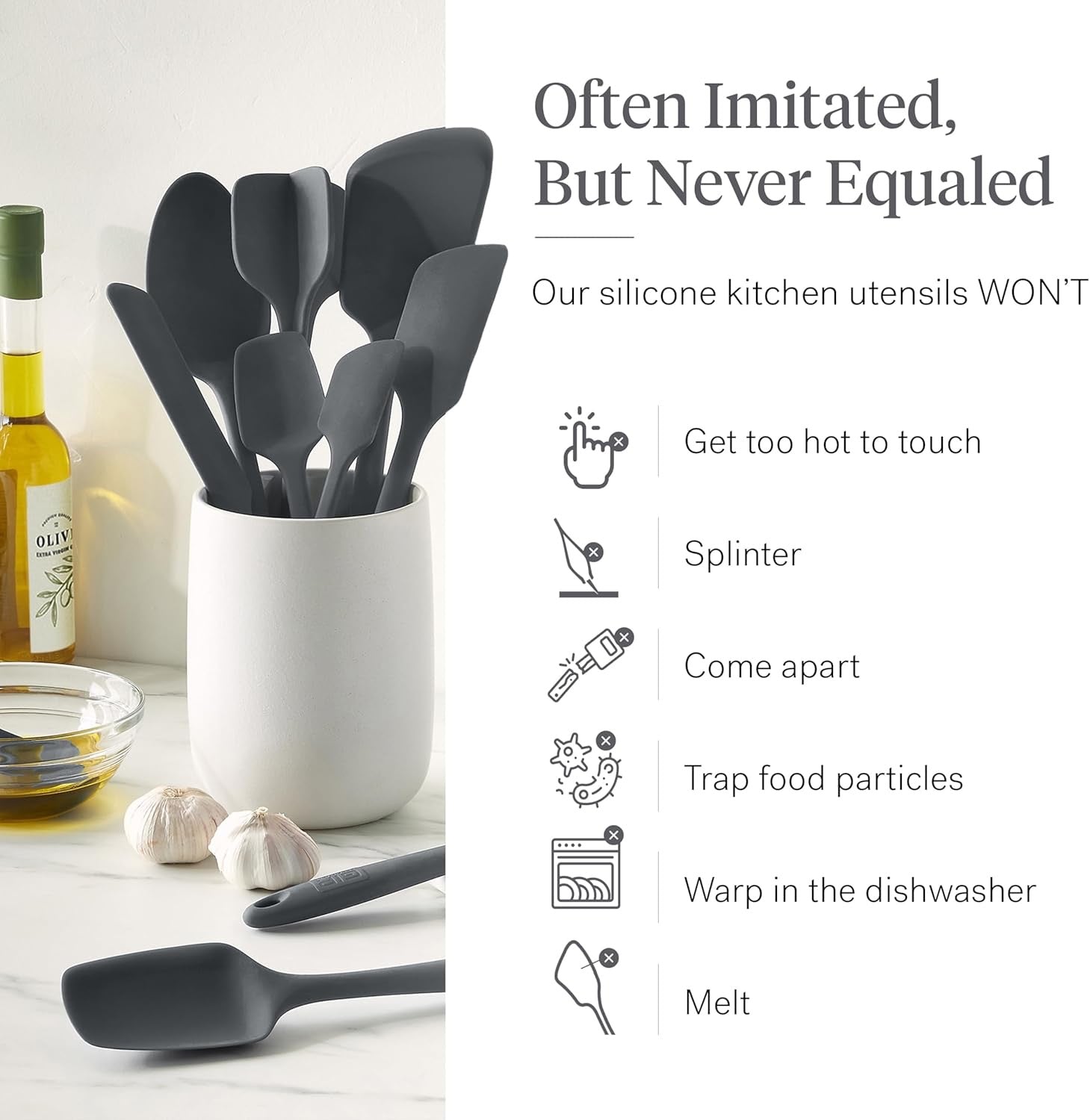 GIR Get It Right 10 Piece Silicone Utensil Set Charcoal Non Toxic Heat Resistant Nonstick Safe Kitchen Tools
