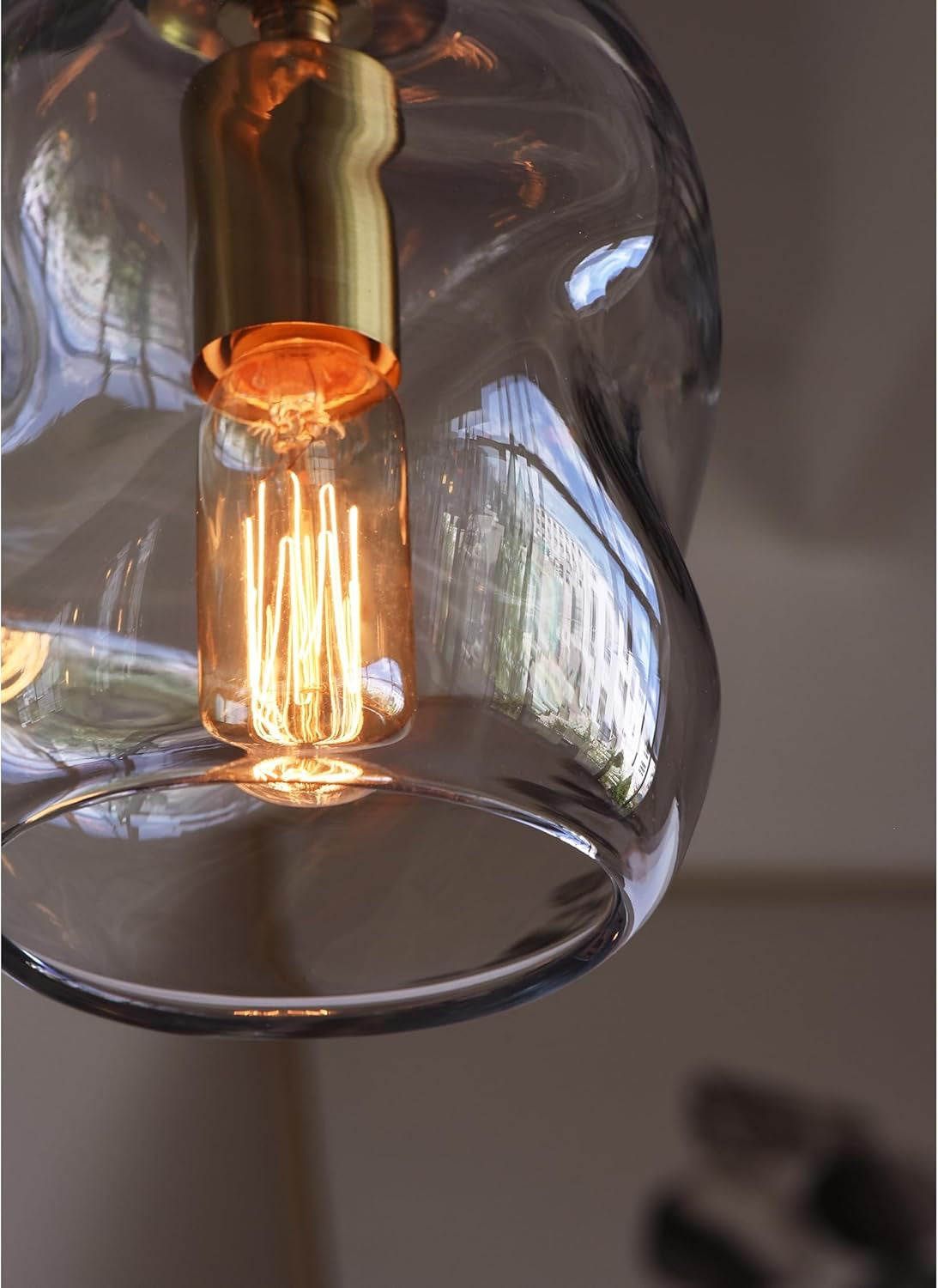 CASAMOTION Glass Globe Pendant Lights (Set of 2) | Modern Brass Kitchen Island Lighting